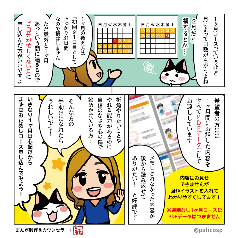 カウンセリングサービス「ぱりことば。」ご案内マンガ4ページ目